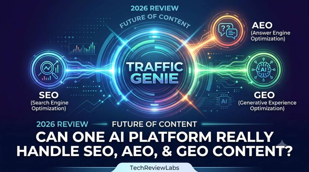 Traffic Genie Bundle AI tool for SEO, AEO, and GEO content creation